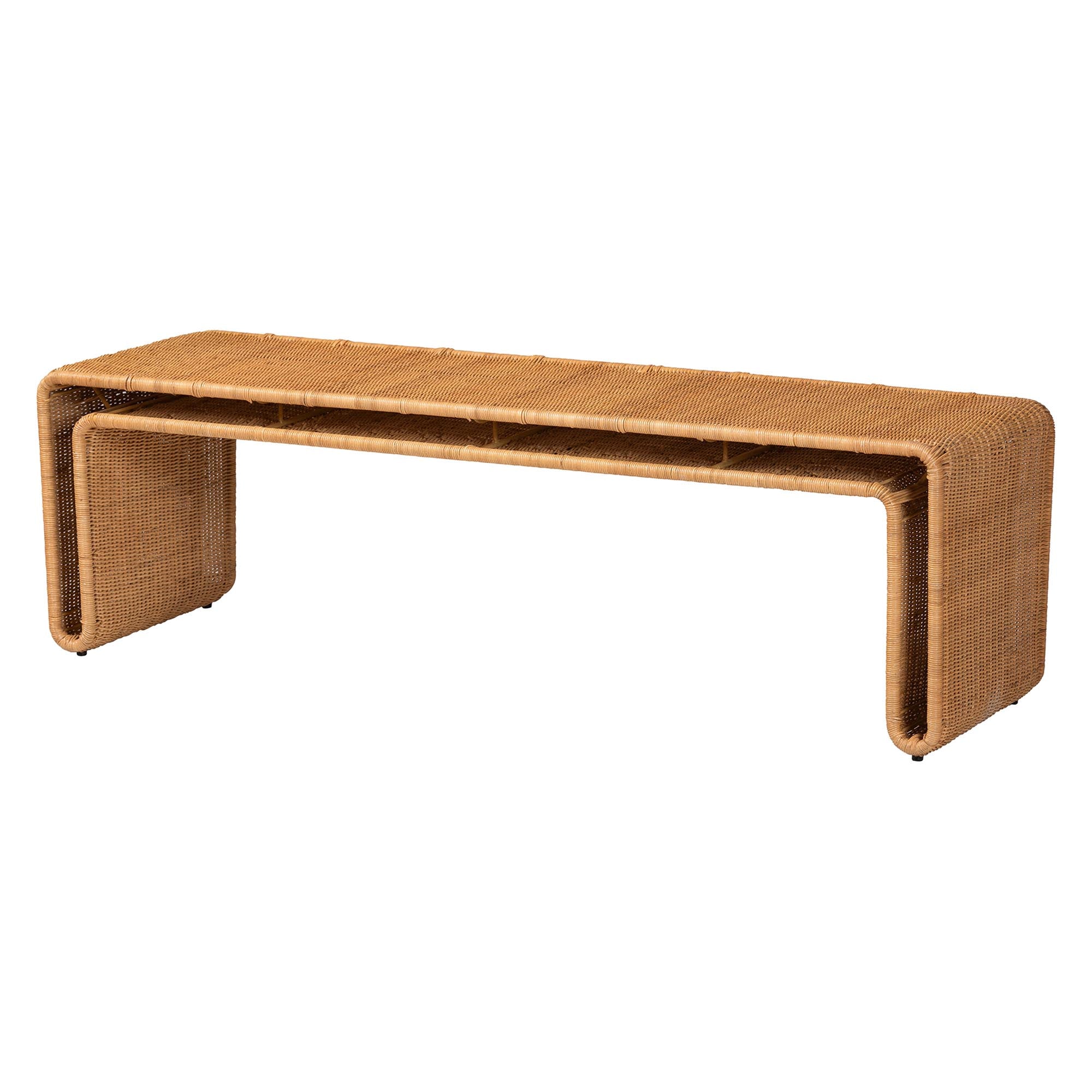 Bali & Pari Nevada Bohemian Light Honey Rattan Accent Bench