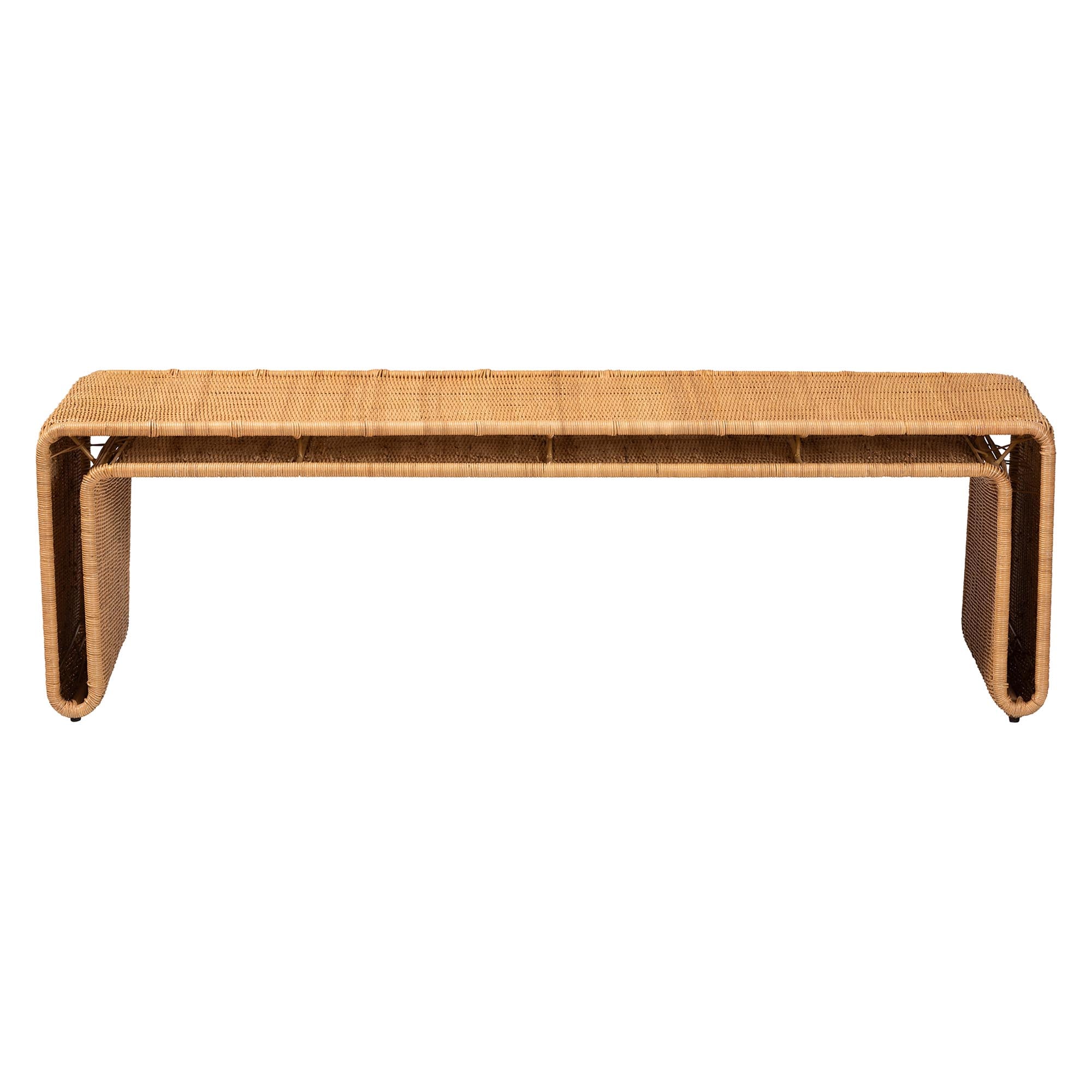 Bali & Pari Nevada Bohemian Light Honey Rattan Accent Bench
