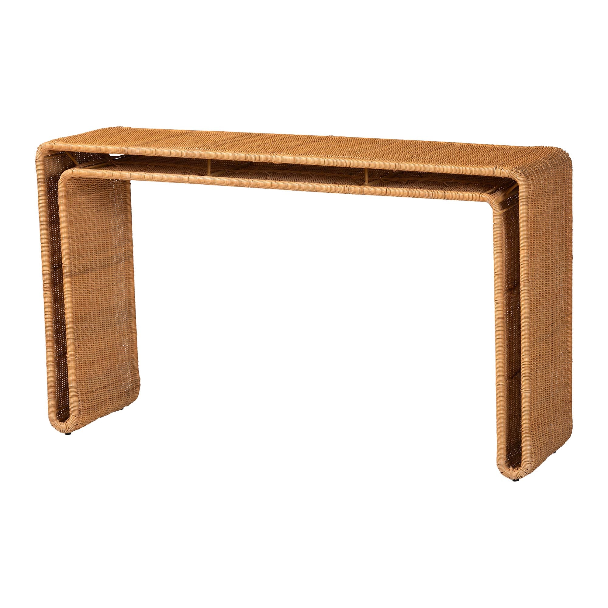 Bali & Pari Nevada Bohemian Light Honey Rattan Console Table