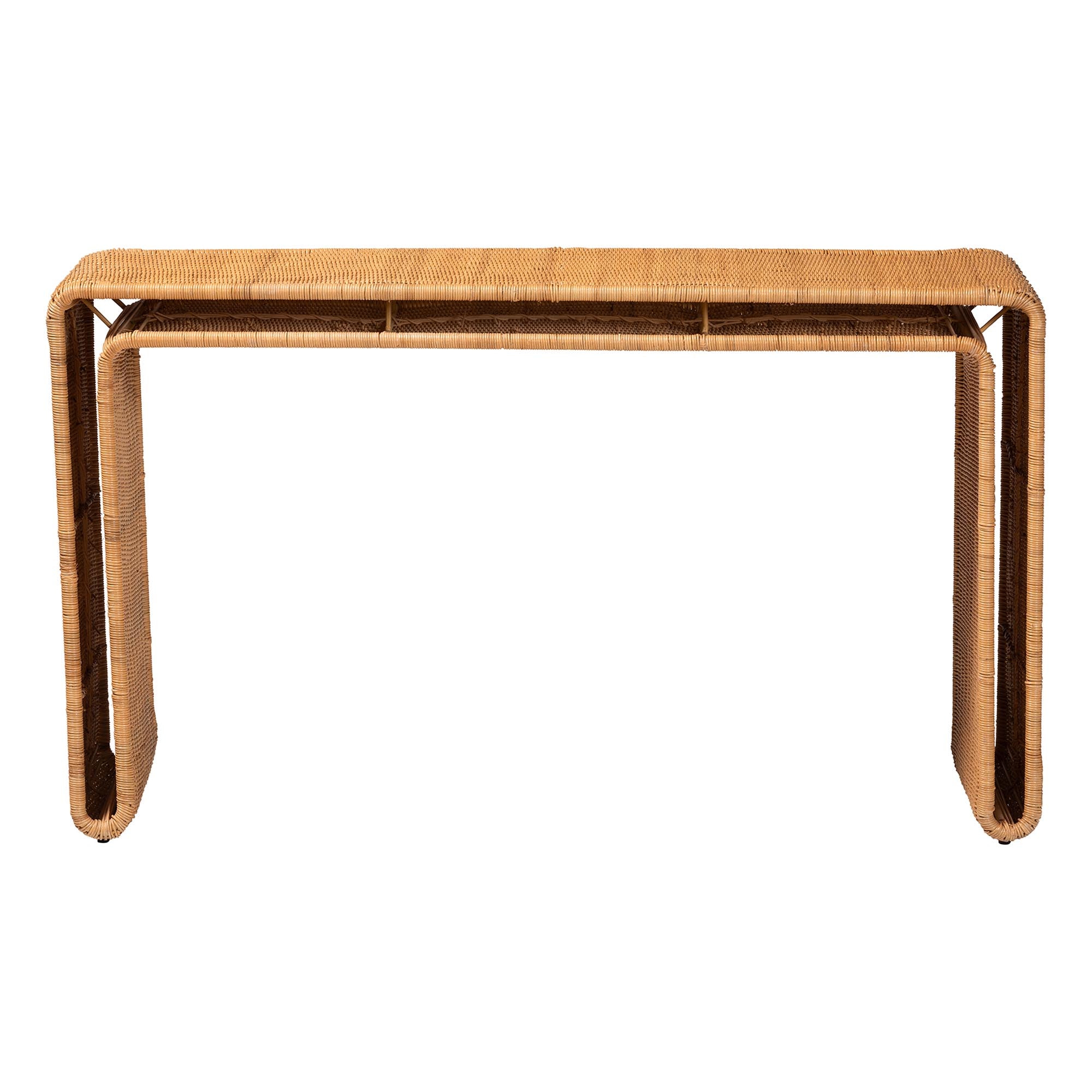 Bali & Pari Nevada Bohemian Light Honey Rattan Console Table