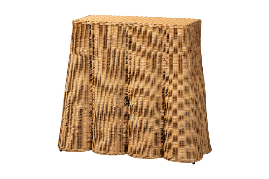 Bali & Pari Palm Scallop Rattan Console Table