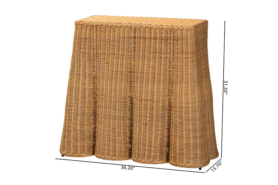 Bali & Pari Palm Scallop Rattan Console Table
