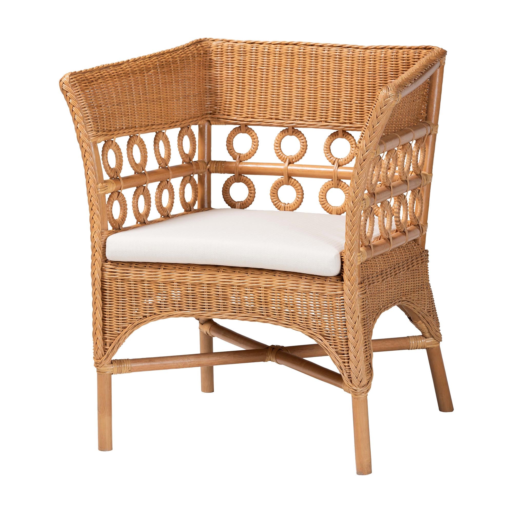 Bali & Pari Oxford Bohemian Light Honey Rattan 3-Piece Living Room Chair Set