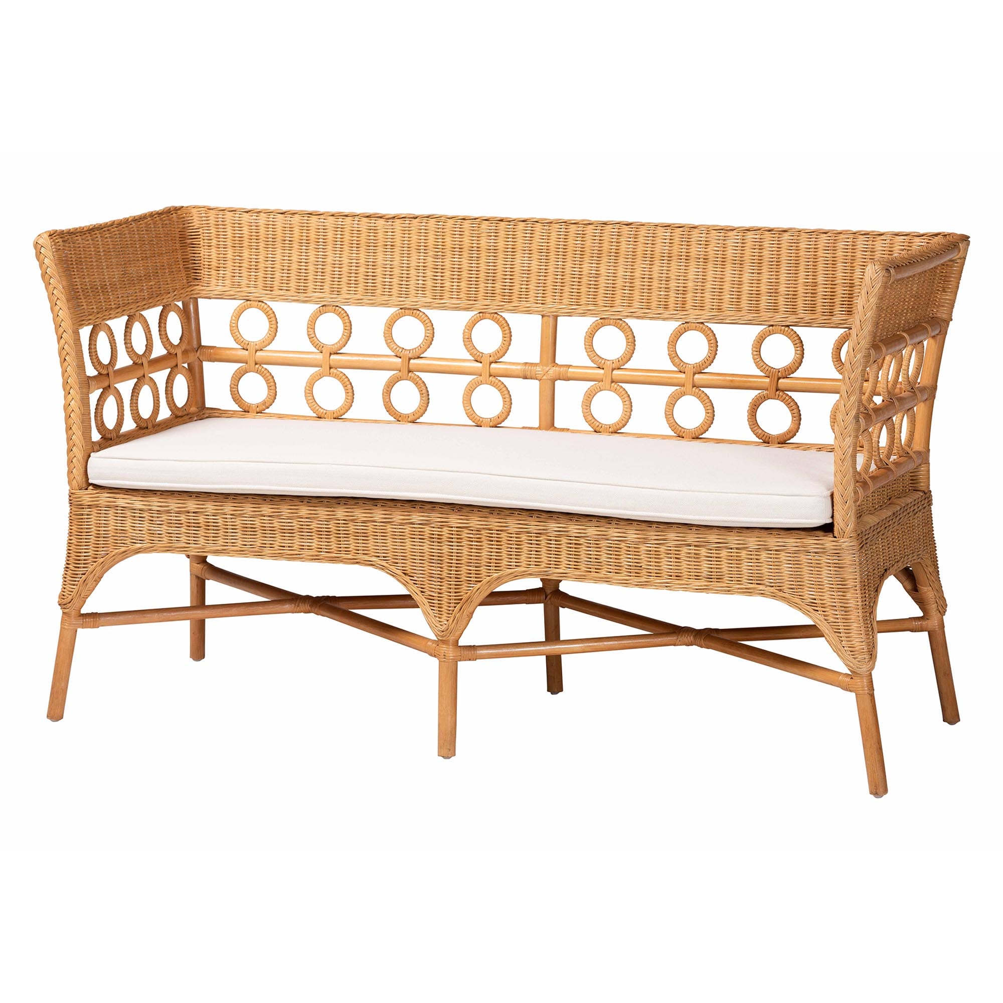 Bali & Pari Oxford Bohemian Light Honey Rattan 3-Piece Living Room Chair Set