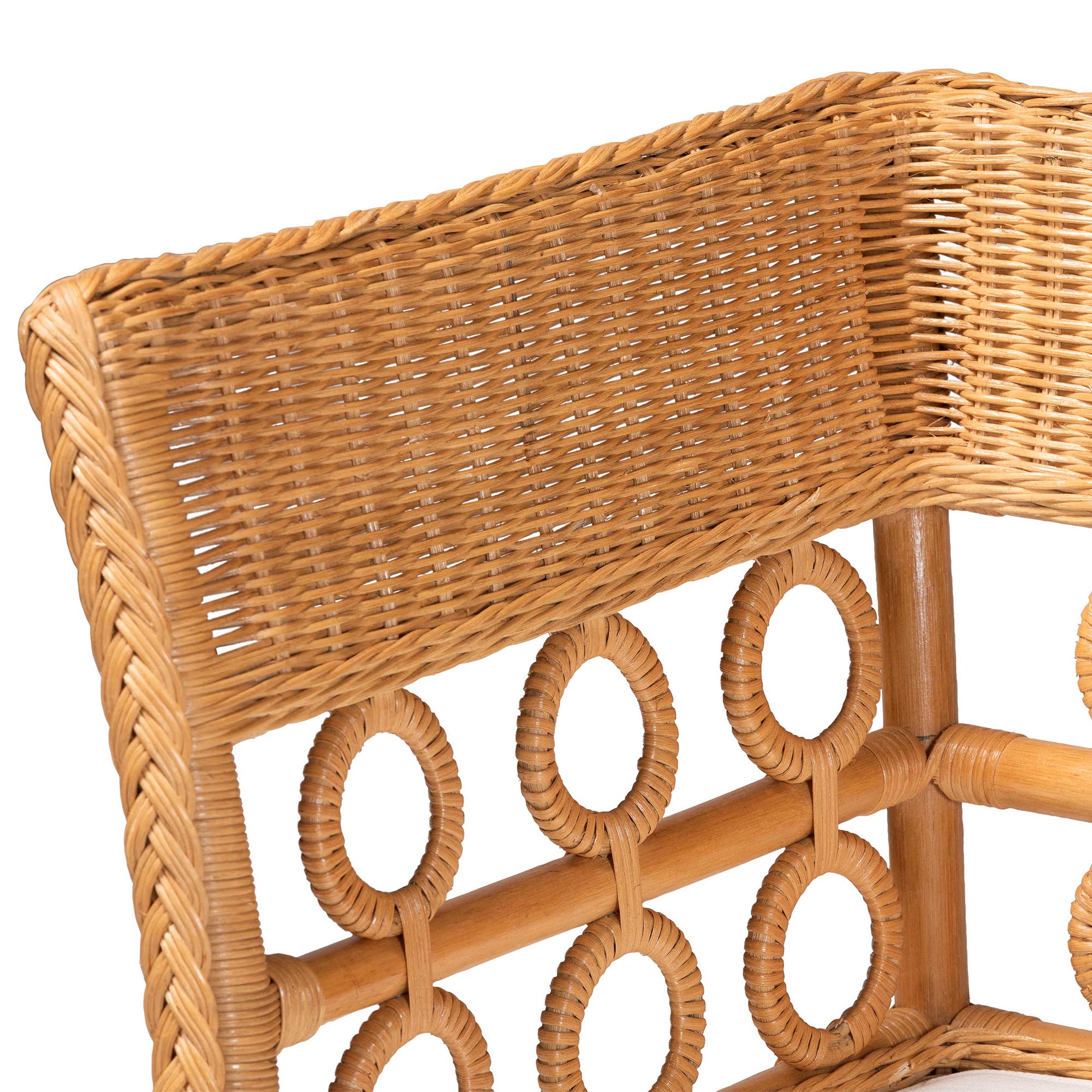 bali & pari Monica Bohemian Light Honey Rattan 3-Piece Dining Nook Set