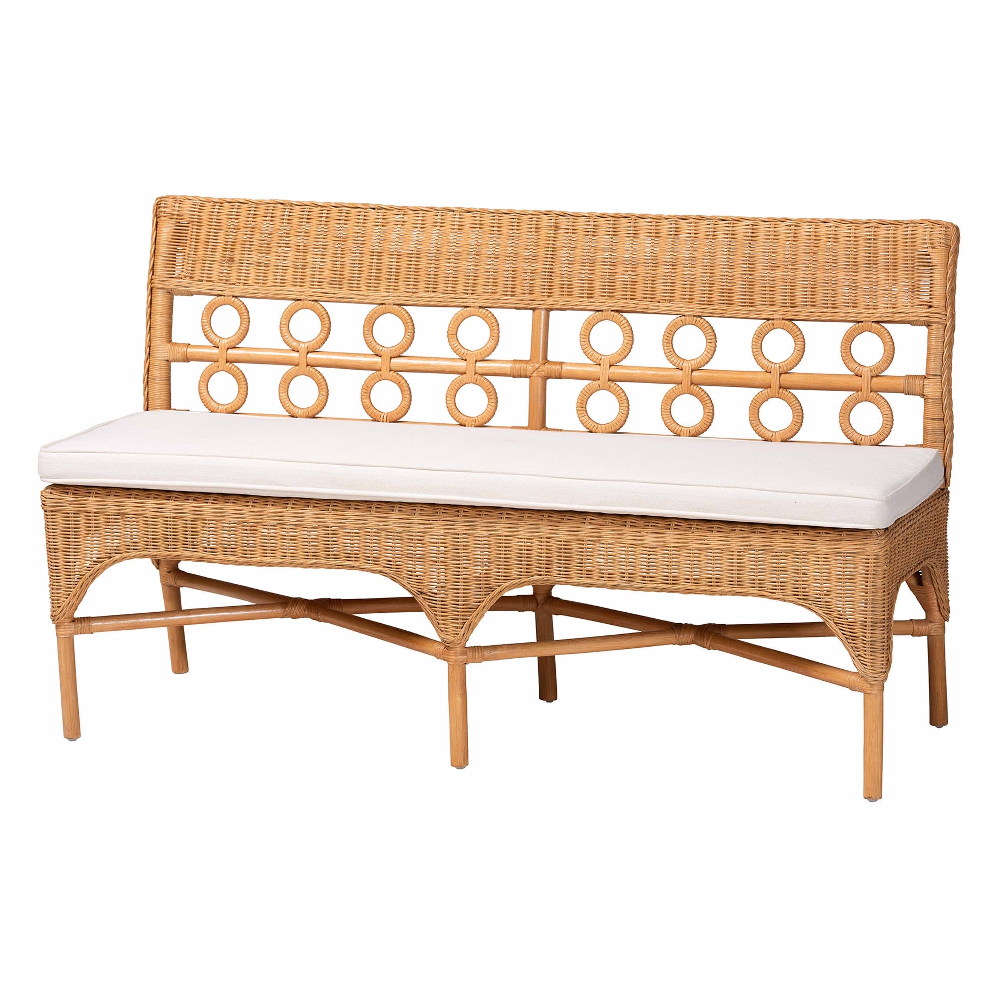 bali & pari Matilde Bohemian Light Honey Rattan 3-Piece Dining Nook Set