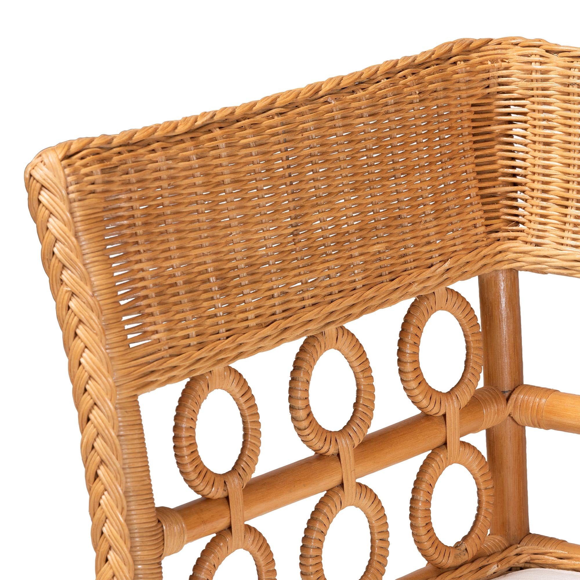 Bali & Pari Oxford Bohemian Light Honey Rattan 2-Piece Dining Nook Bench Set