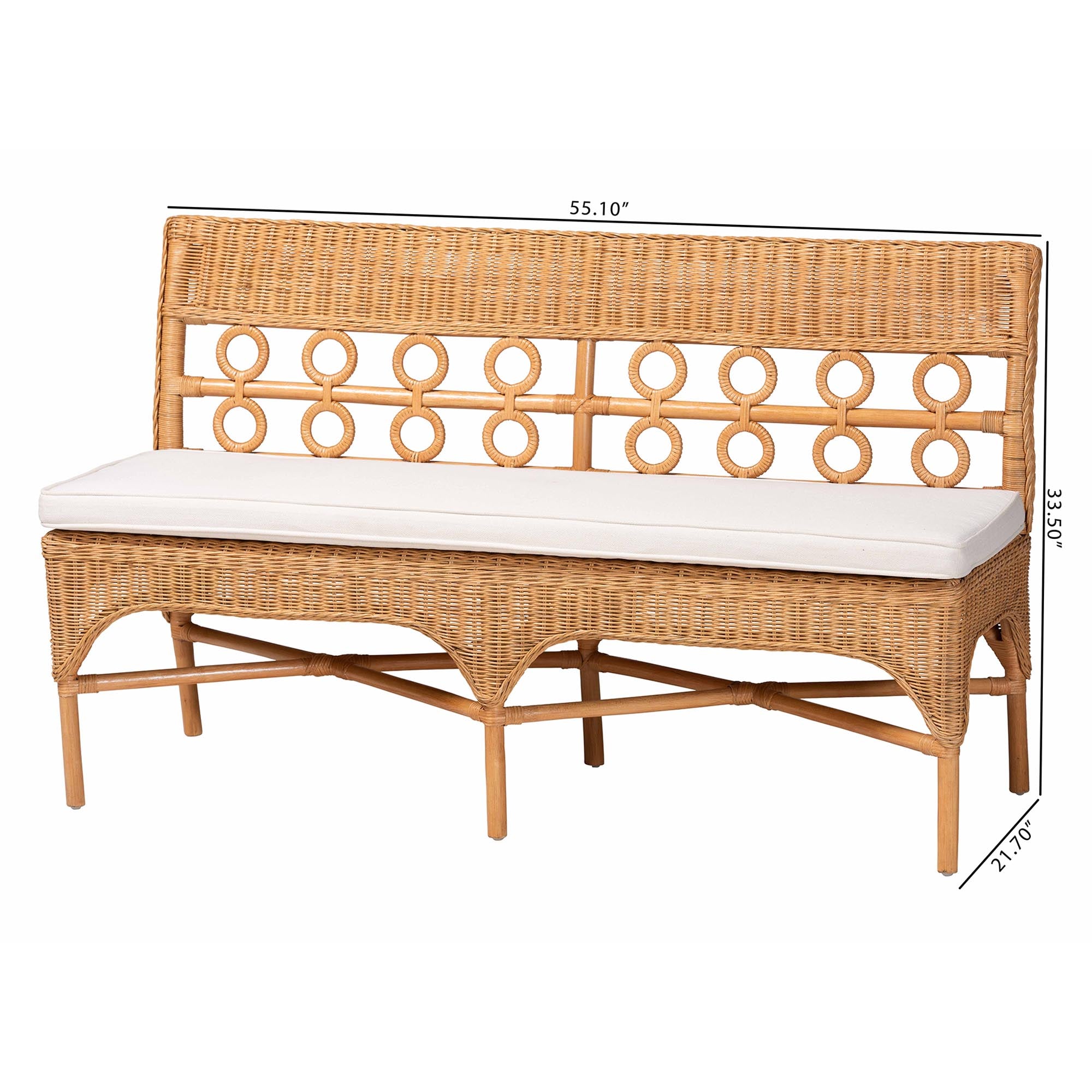 Bali & Pari Oxford Bohemian Light Honey Rattan Dining Bench