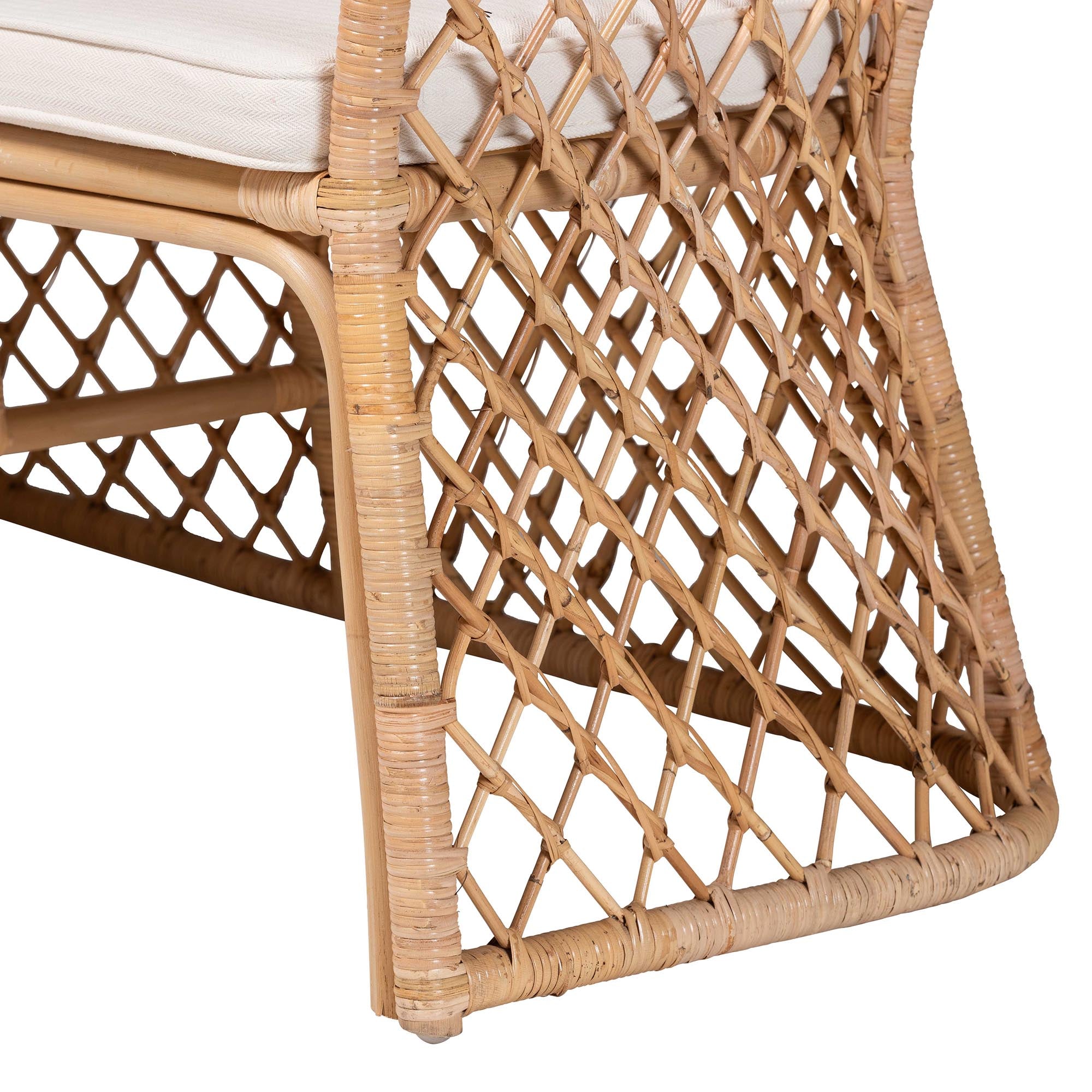 bali & pari Frayne Bohemian Light Honey Rattan 3-Piece Dining Nook Set