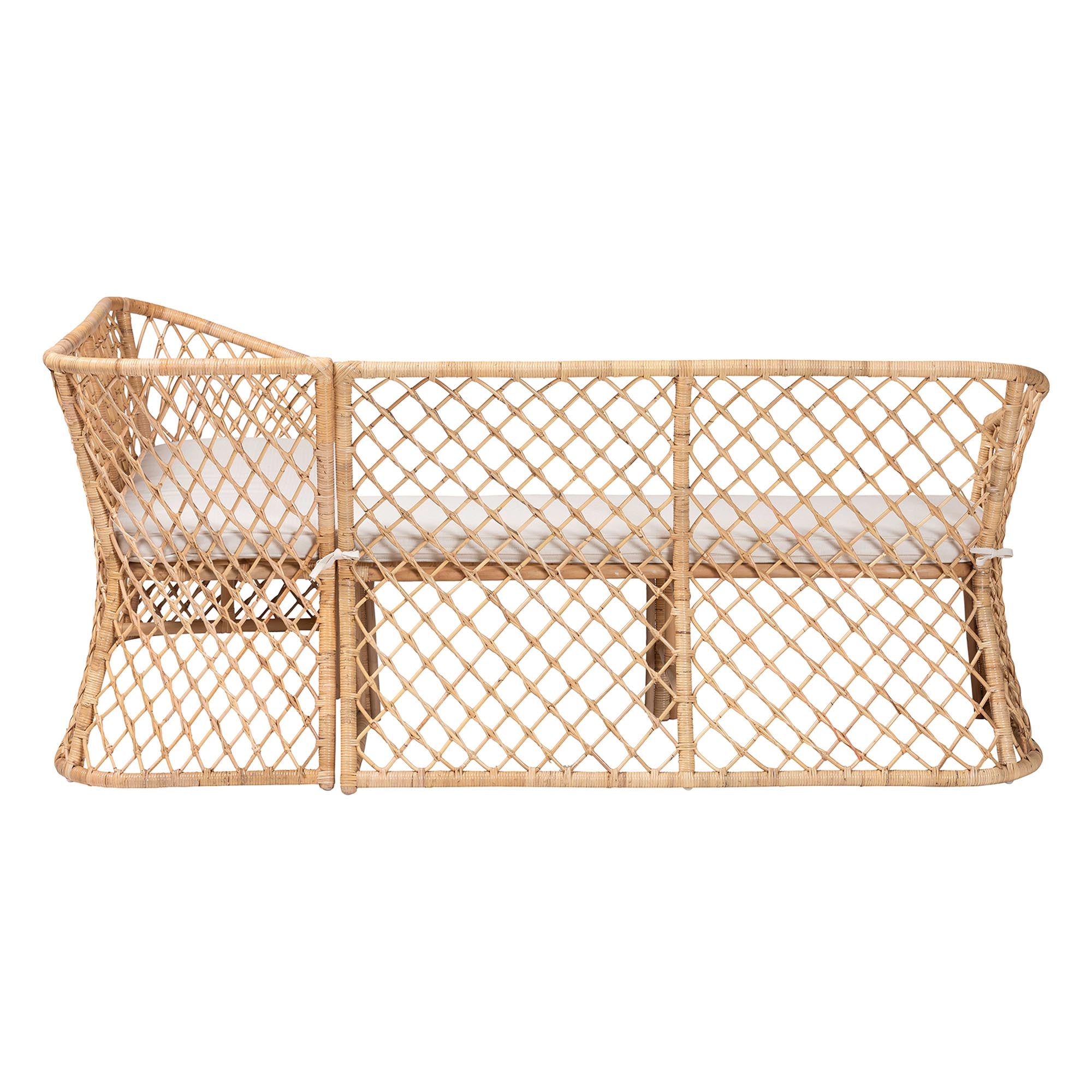 Bali & Pari Aysi Bohemian Light Honey Rattan 2-Piece Dining Nook Bench Set