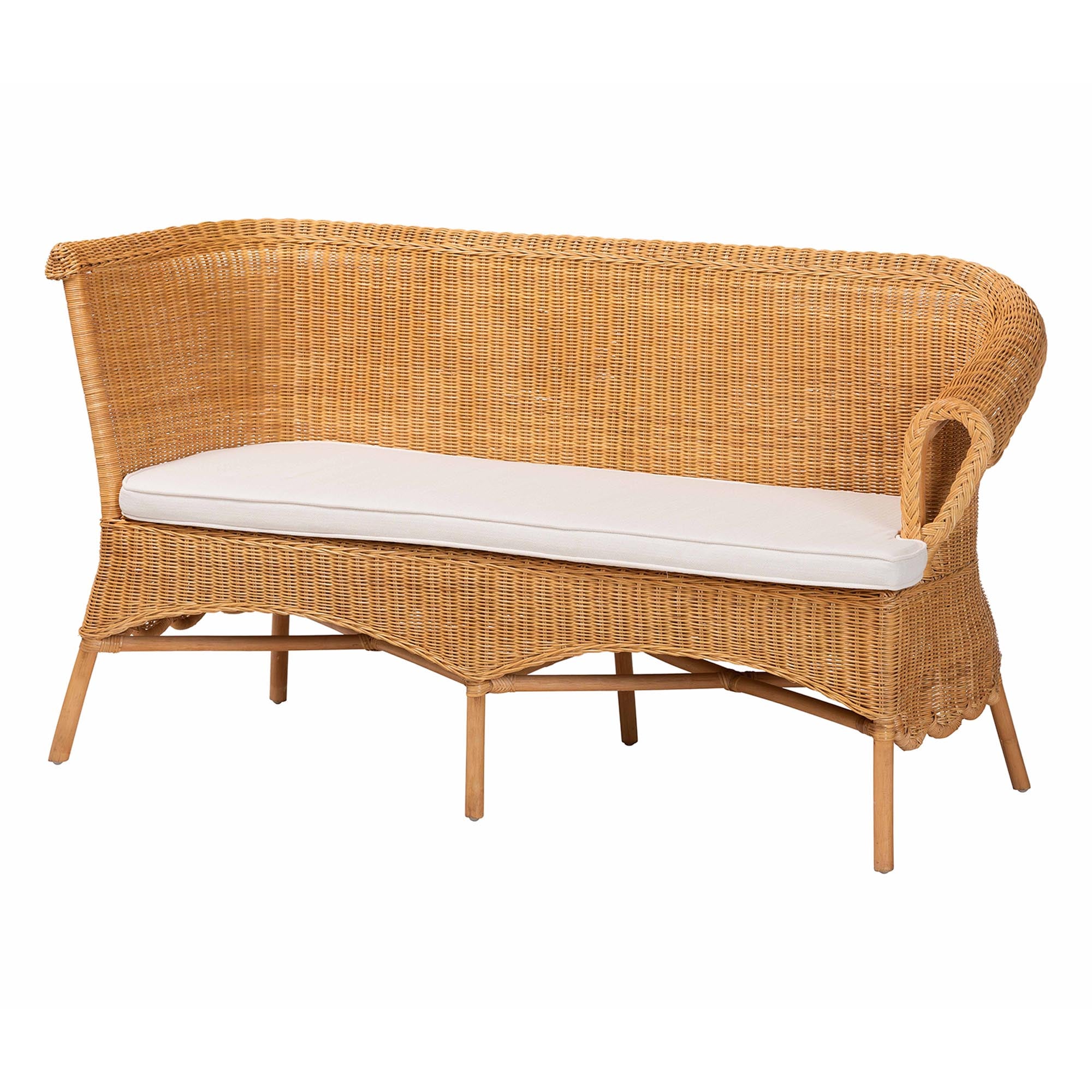 bali & pari Rashtin Bohemian Light Honey Rattan 3-Piece Dining Nook Set