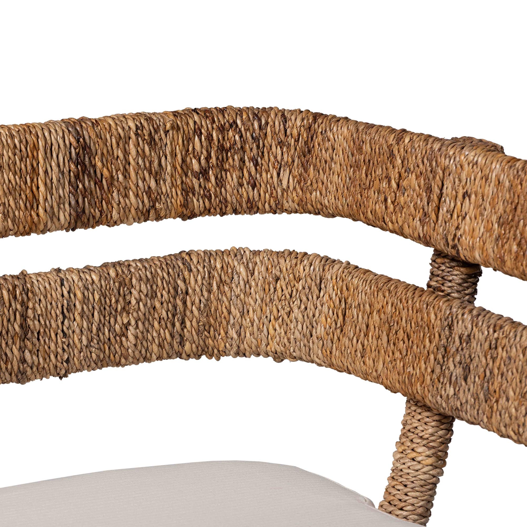 bali & pari Ubud Seagrass Dining Nook Set with Mahogany Wood Frame - L-Shaped Rattan Accent Corner Bench for Kitchen or Dining Room, 2-Piece