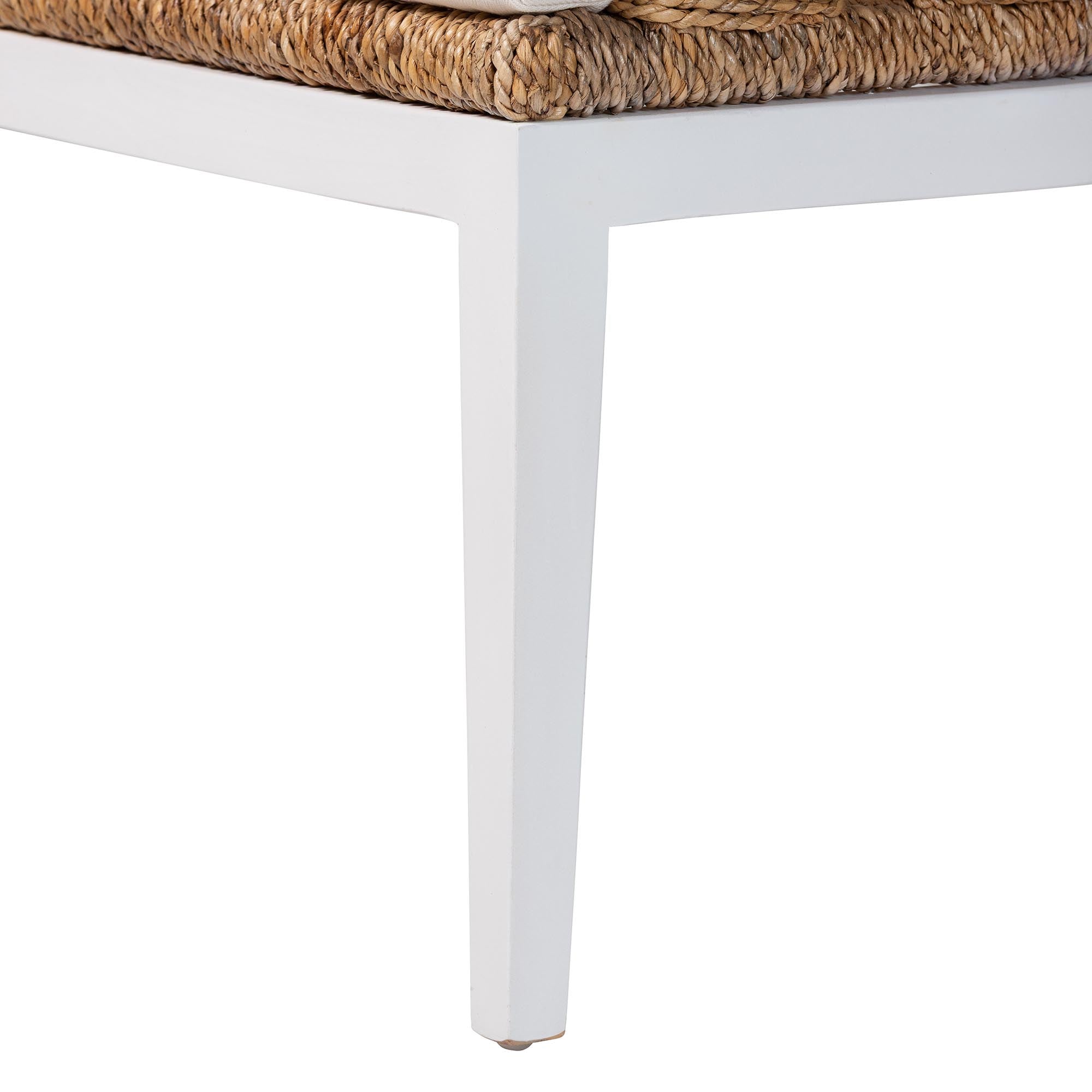 bali & pari Ubud Seagrass Dining Nook Set with Mahogany Wood Frame - L-Shaped Rattan Accent Corner Bench for Kitchen or Dining Room, 2-Piece