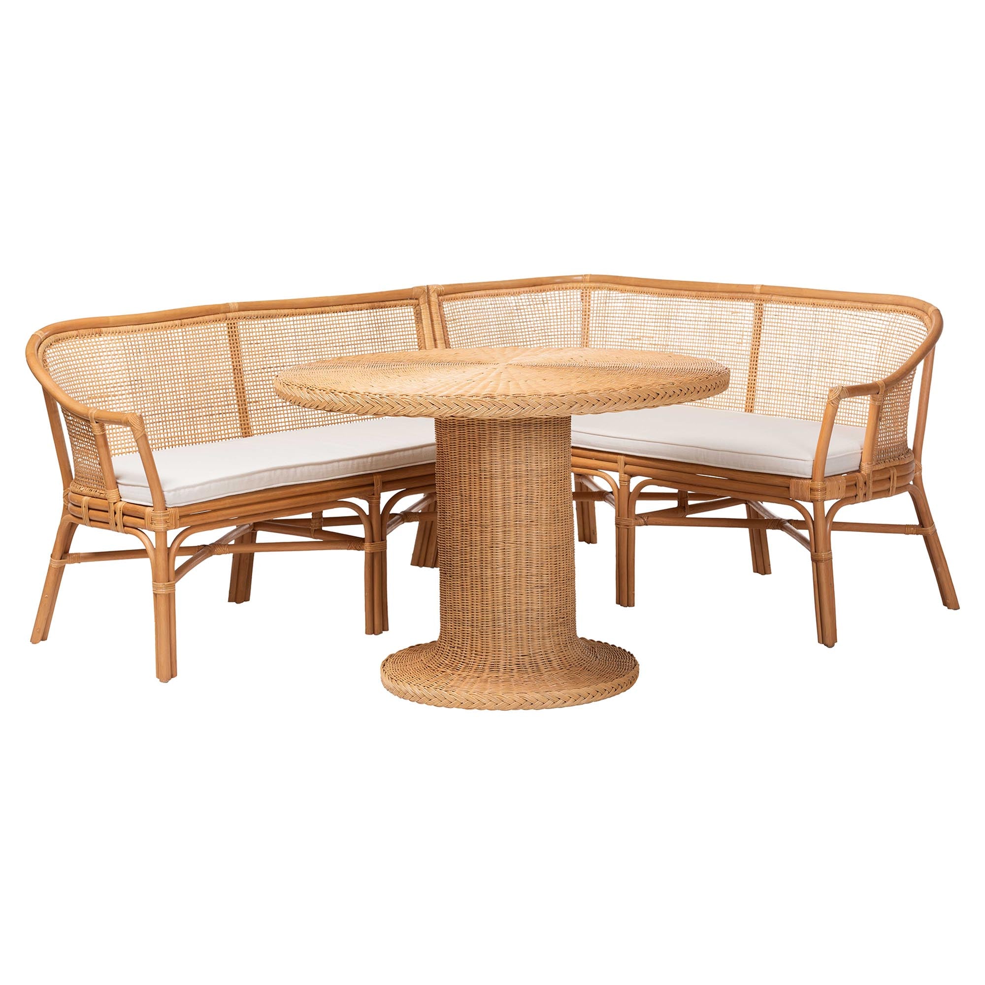 Bali & Pari Aara 3-Piece Rattan Dining Nook Set
