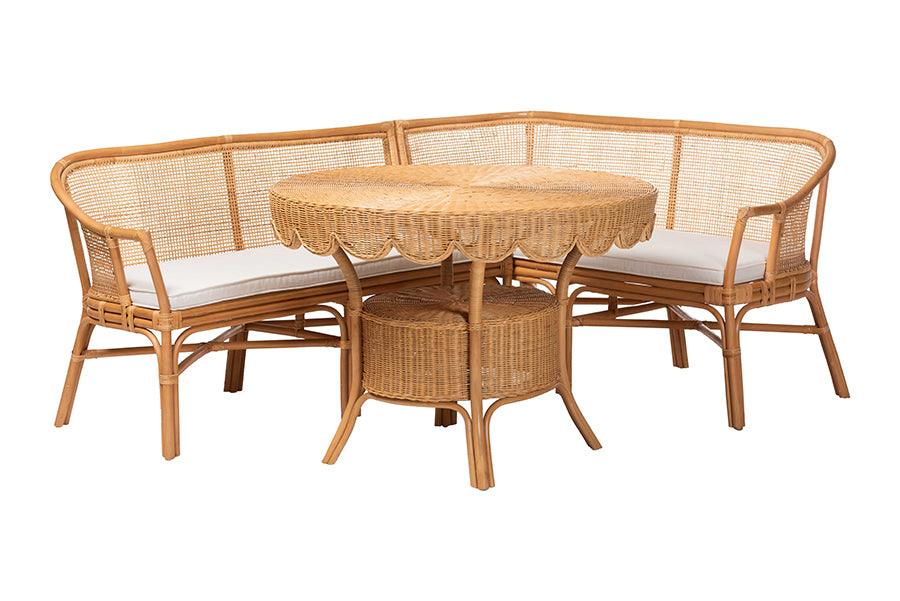 Bali & Pari Ceona 3-Piece Rattan Dining Nook Set