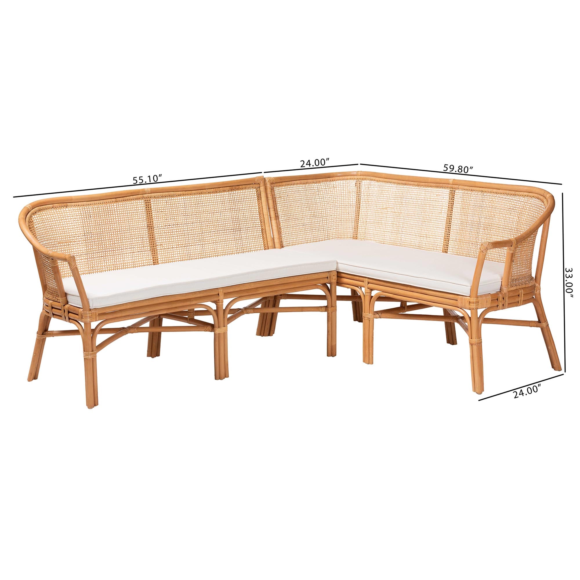 Bali & Pari Adede 2-Piece Rattan Corner Bench Set