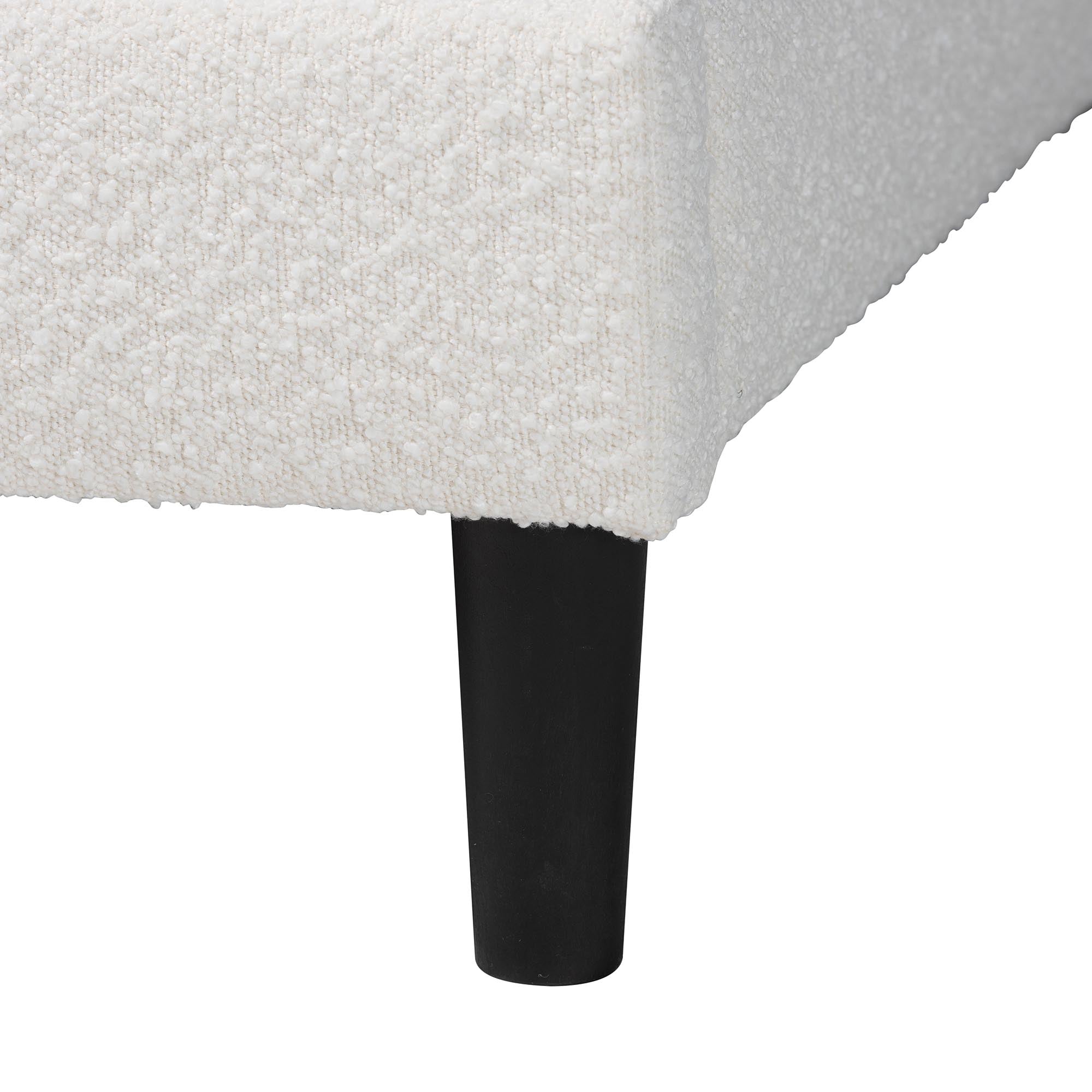 Dalton Boucle Upholstered Platform Bed - Soft Fabric Bed Frame with Headboard, Minimalist Design, Cream