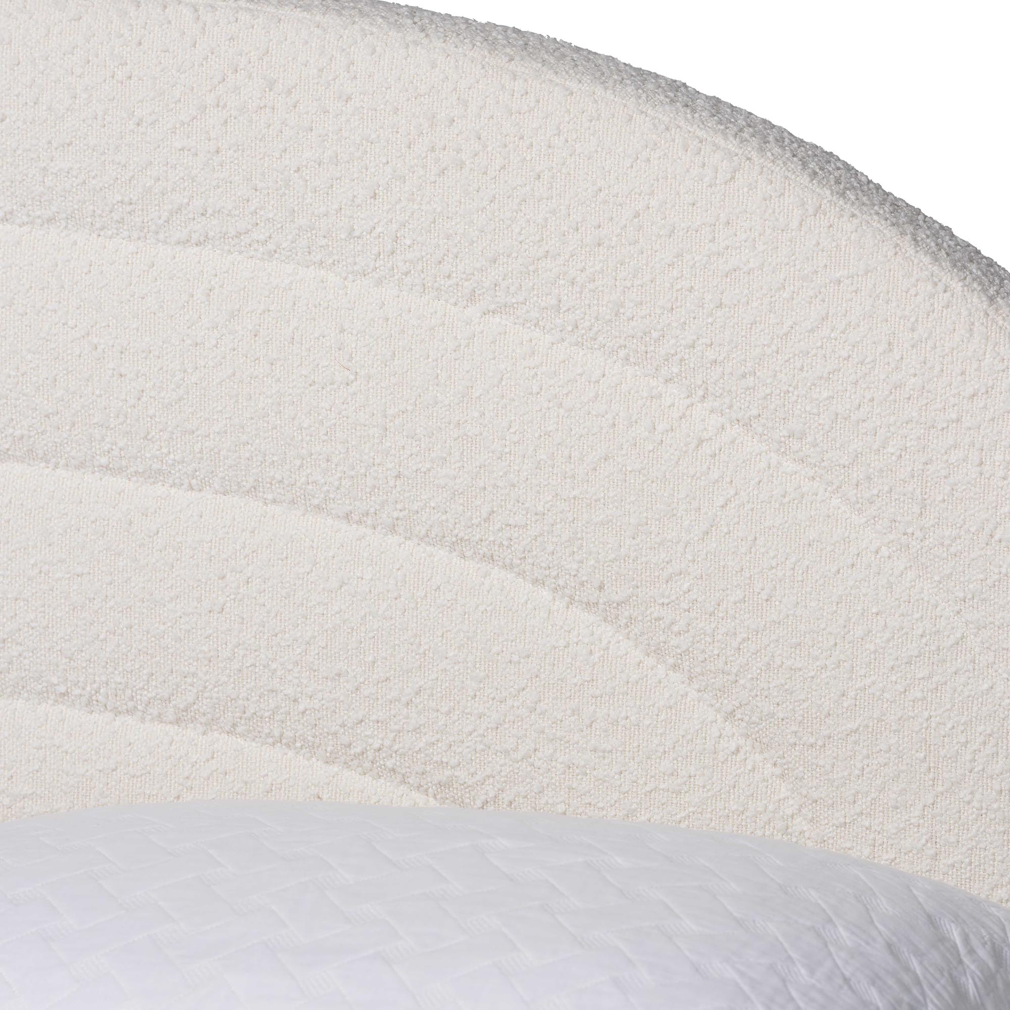 Pelagia Boucle Upholstered Platform Bed - Soft Fabric Bed Frame with Padded Headboard, Minimalist Design, Cream