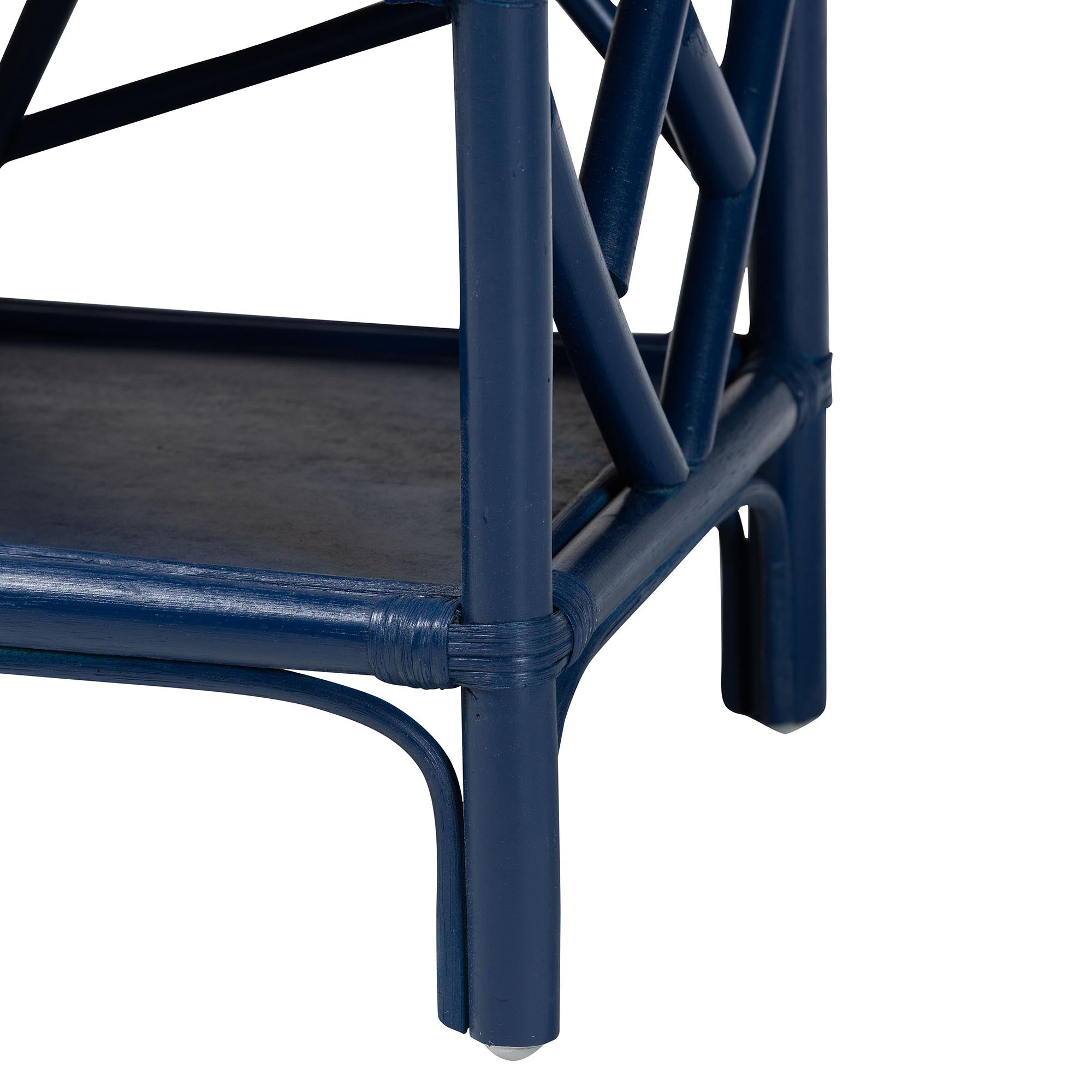 bali & pari Daina Rattan Nightstand with Drawer and Open Shelves- Coastal Bedside Table with Geometric Design,