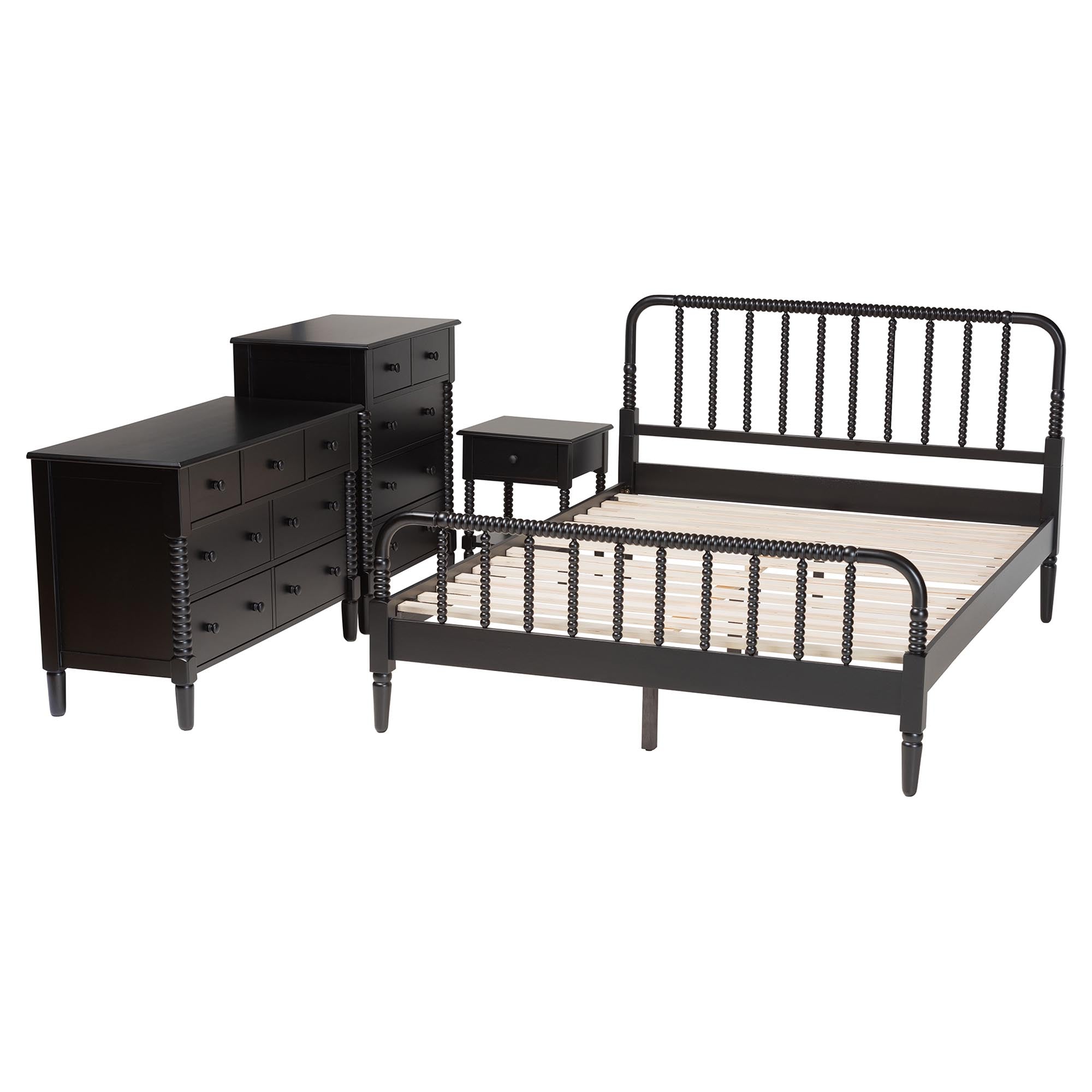 Braith Farmhouse Spindle Wood 4-Piece Bedroom Set