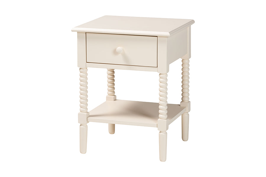 Braith Farmhouse Spindle Wood 1-Drawer Nightstand