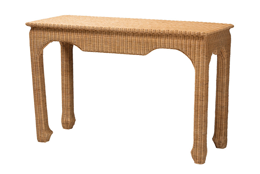 Bali & Pari Abena Handwoven Rattan Console Table