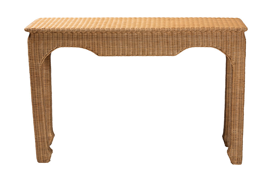 Bali & Pari Abena Handwoven Rattan Console Table
