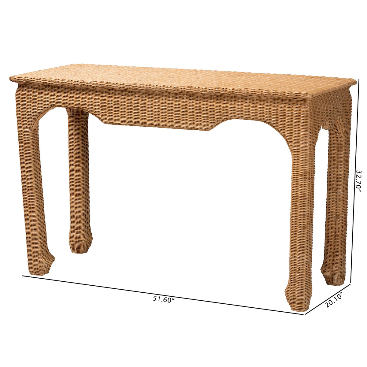 Bali & Pari Abena Handwoven Rattan Console Table