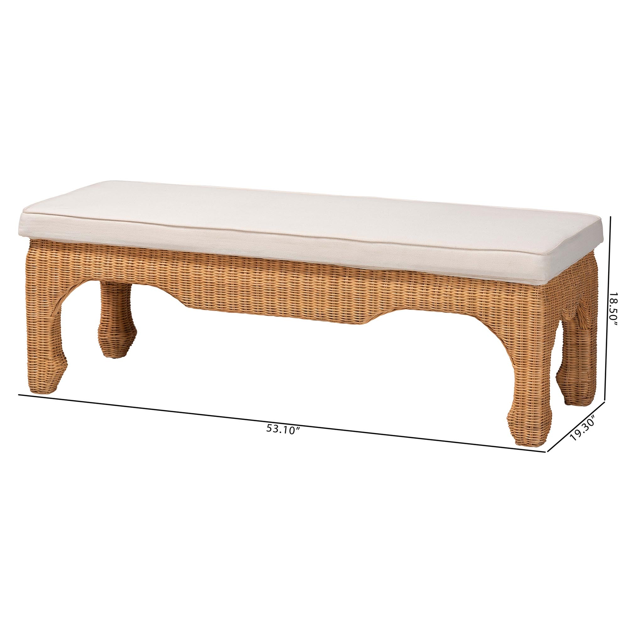 Bali & Pari Abena Ming Style Rattan Bench