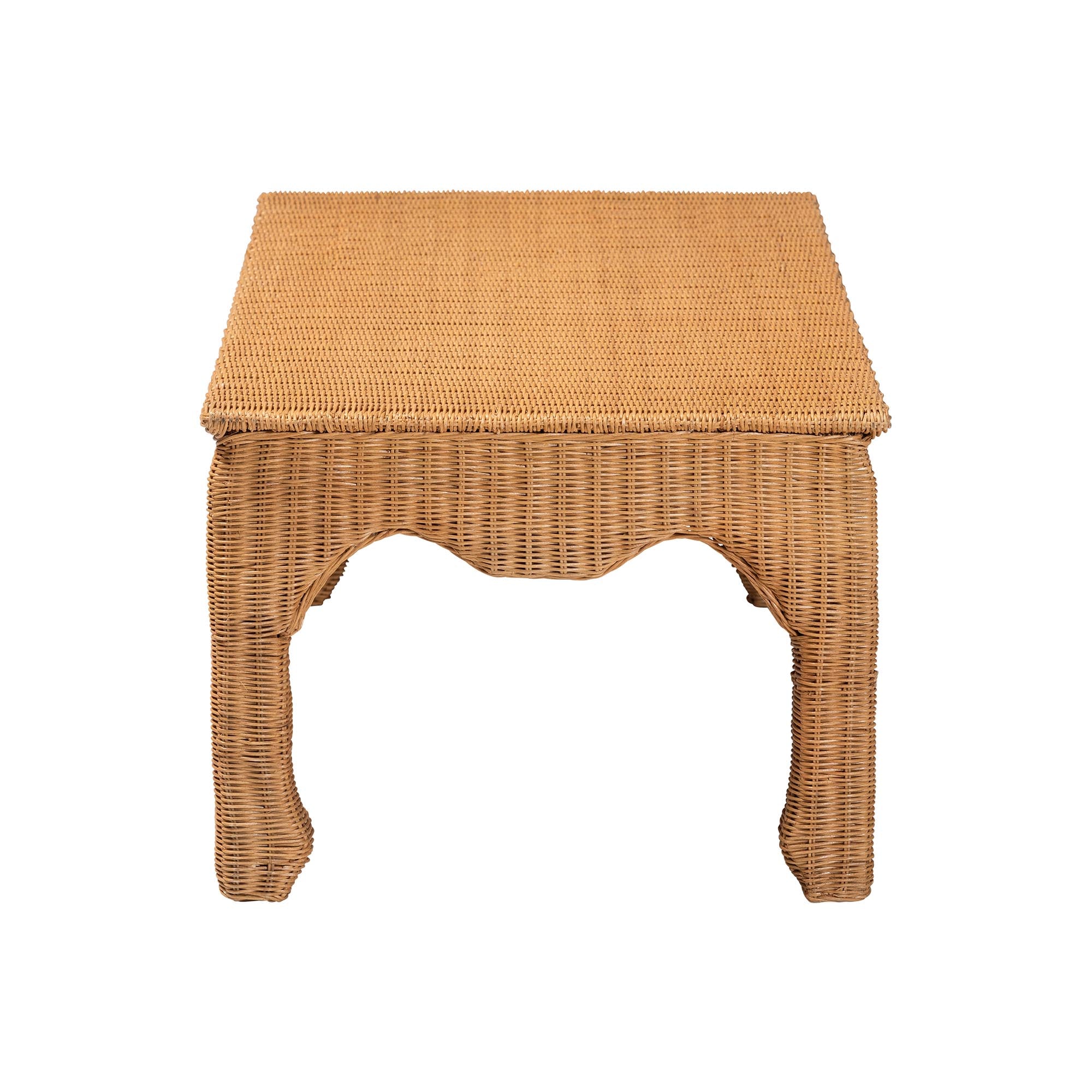 bali & pari Abena Ming Style Rattan Coffee Table - Rectangular Boho Chic Accent Table for Living Room, Family Room, or Sunroom