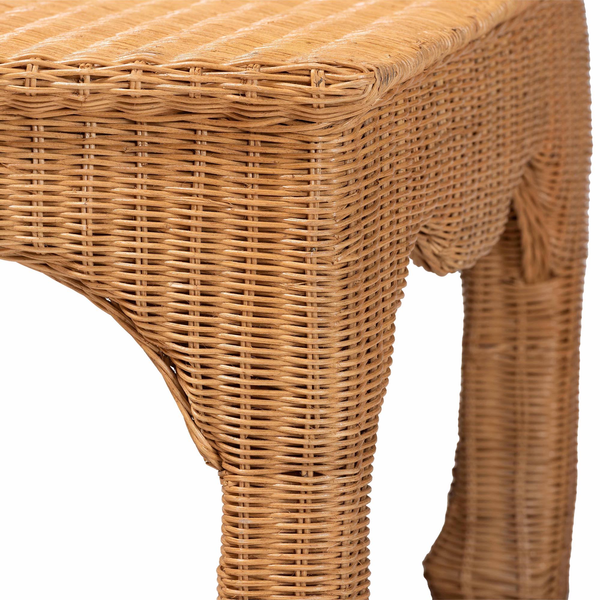 bali & pari Abena Ming Style Rattan Coffee Table - Rectangular Boho Chic Accent Table for Living Room, Family Room, or Sunroom