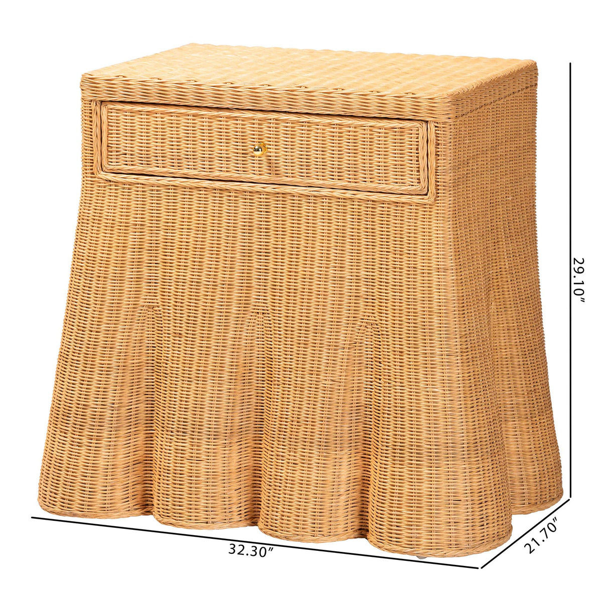 Bali & Pari Chica Scalloped Rattan Console Table