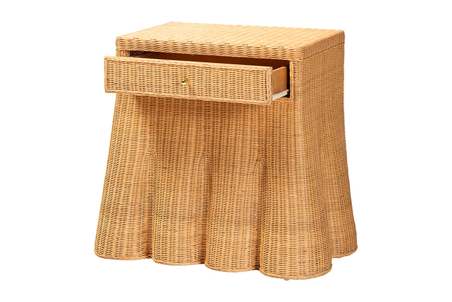 Bali & Pari Chica Scalloped Rattan Console Table