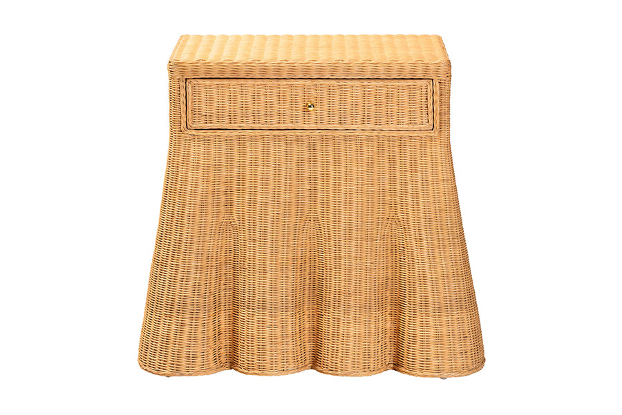 Bali & Pari Chica Scalloped Rattan Console Table