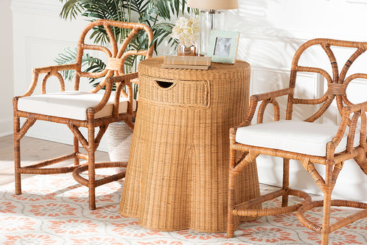 Bali & Pari Dayo Scalloped Rattan Console Table