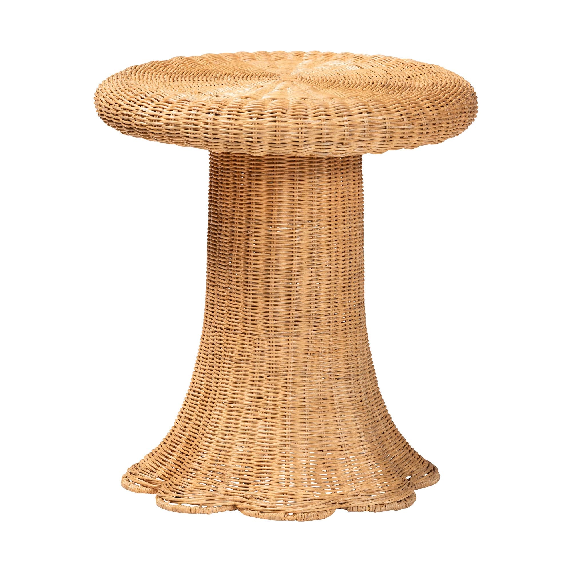 Bali & Pari Avalon Scallop Rattan Pedestal Side Table