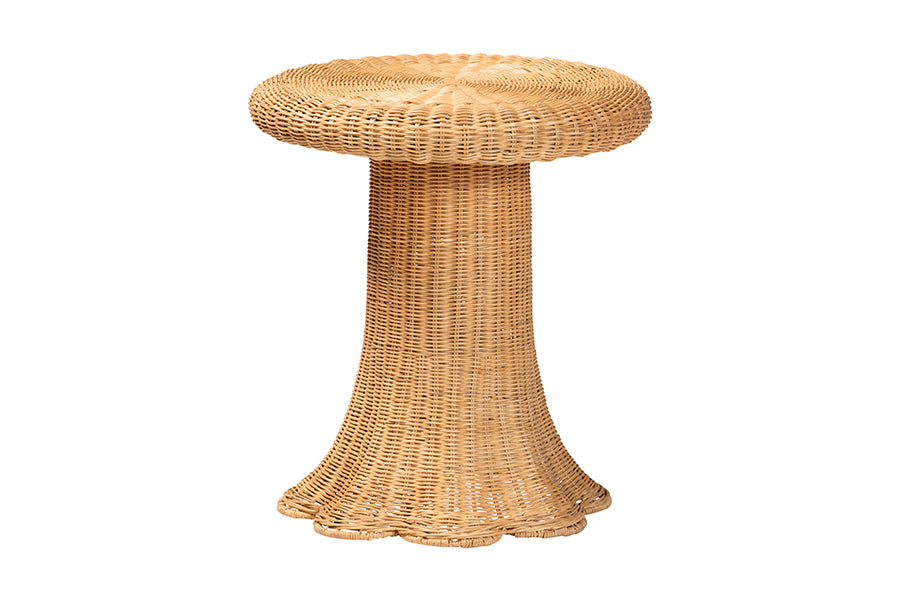 Bali & Pari Avalon Scallop Rattan Pedestal Side Table