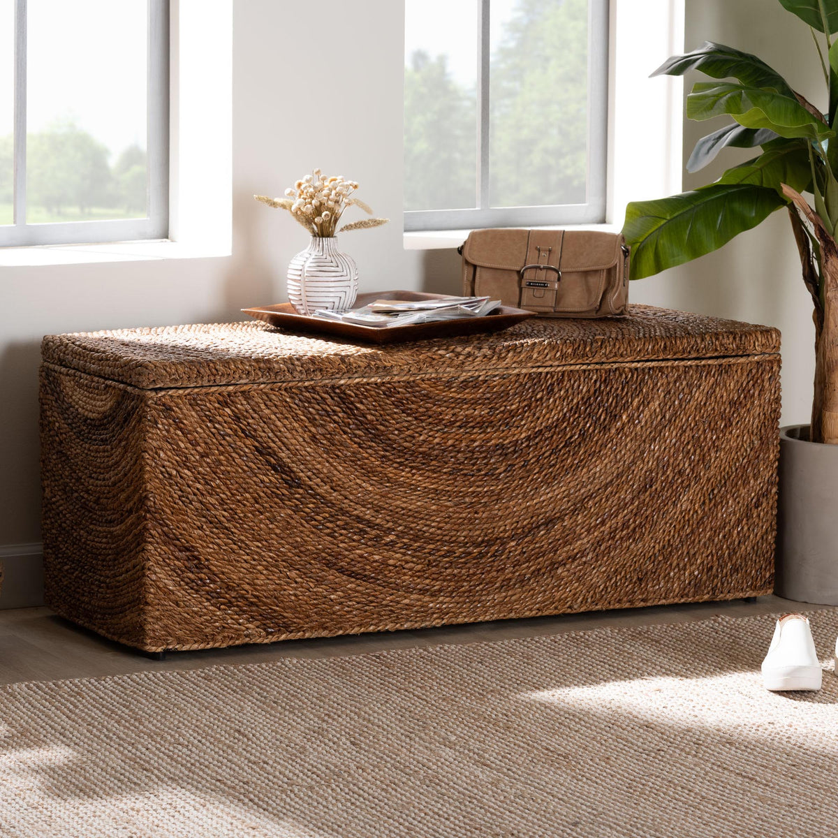 Bali & Pari Verino Handwoven Seagrass Storage Bench