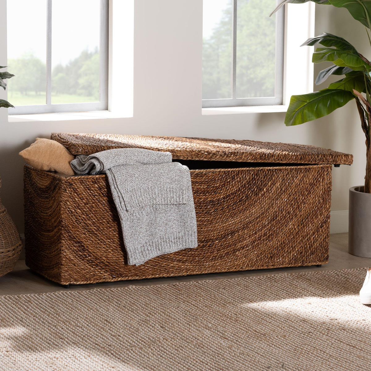 Bali & Pari Verino Handwoven Seagrass Storage Bench