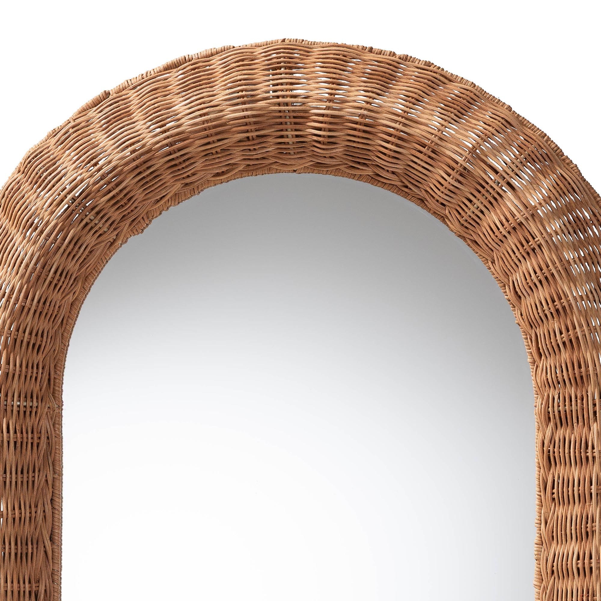 bali & pari Brisia Arched Rattan Wall Mirror - Handwoven Wicker Framed Mirror for Entryway, Living Room, or Bedroom,