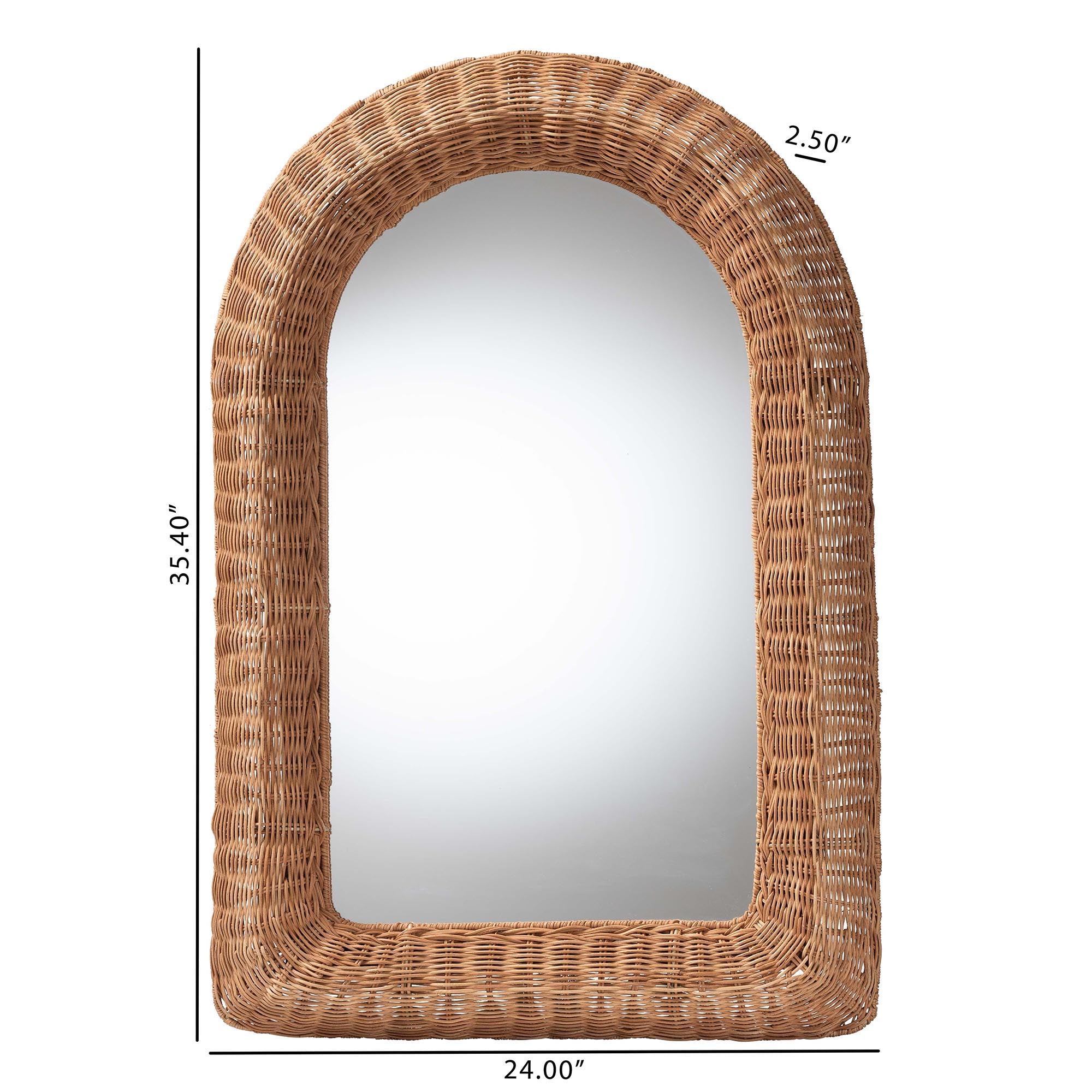bali & pari Brisia Arched Rattan Wall Mirror - Handwoven Wicker Framed Mirror for Entryway, Living Room, or Bedroom,