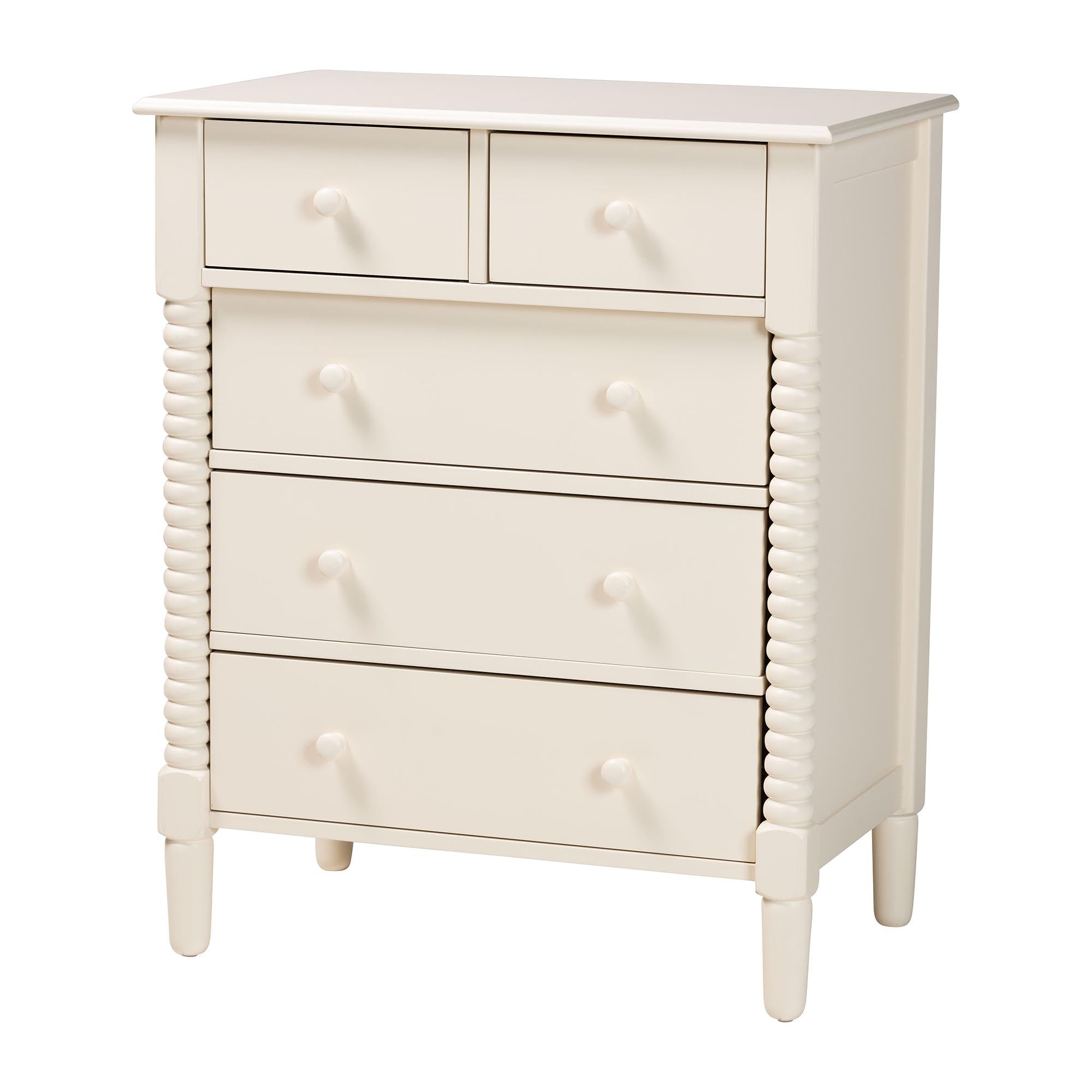 Braith Farmhouse Spindle Wood 5-Drawer Chest