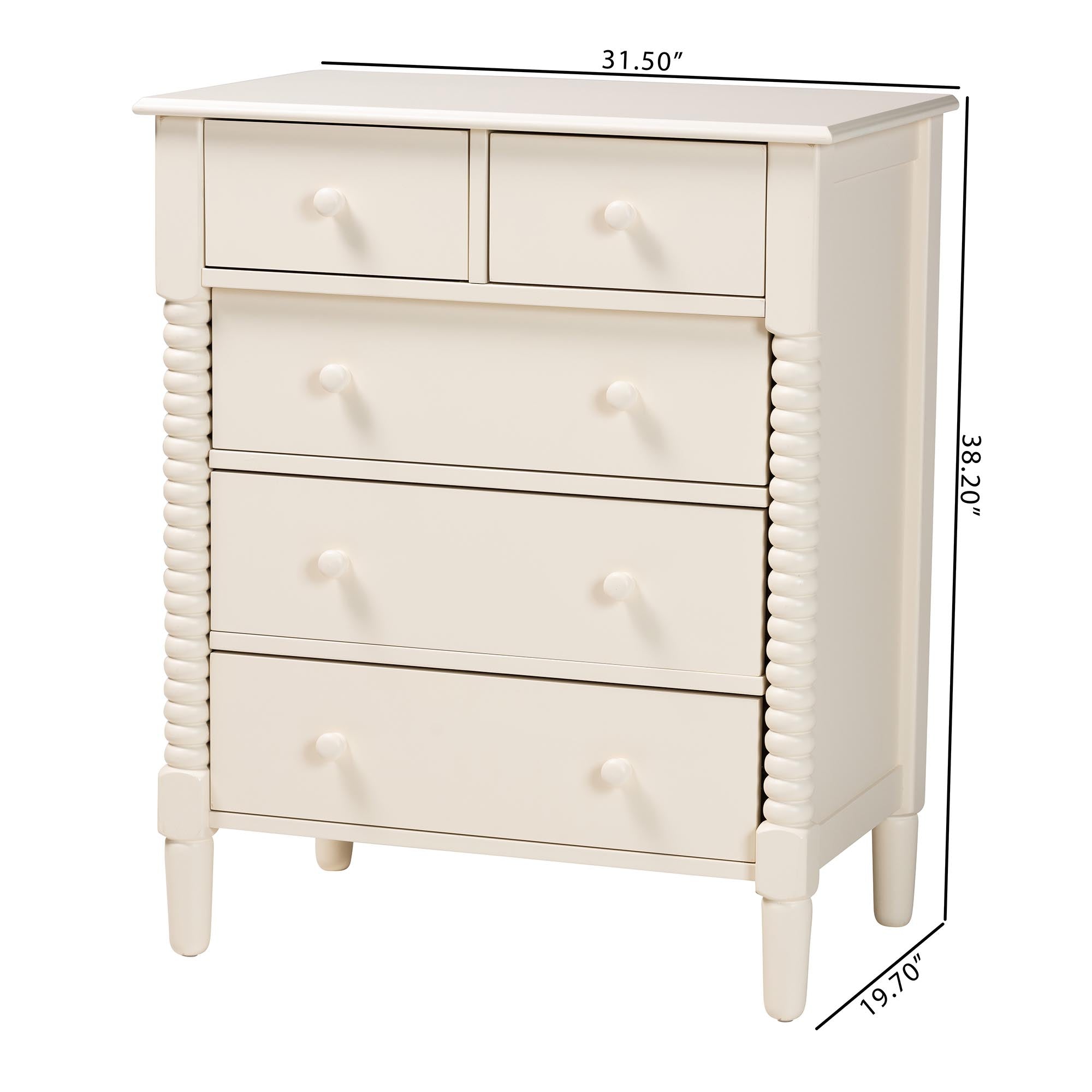Braith Farmhouse Spindle Wood 5-Drawer Chest
