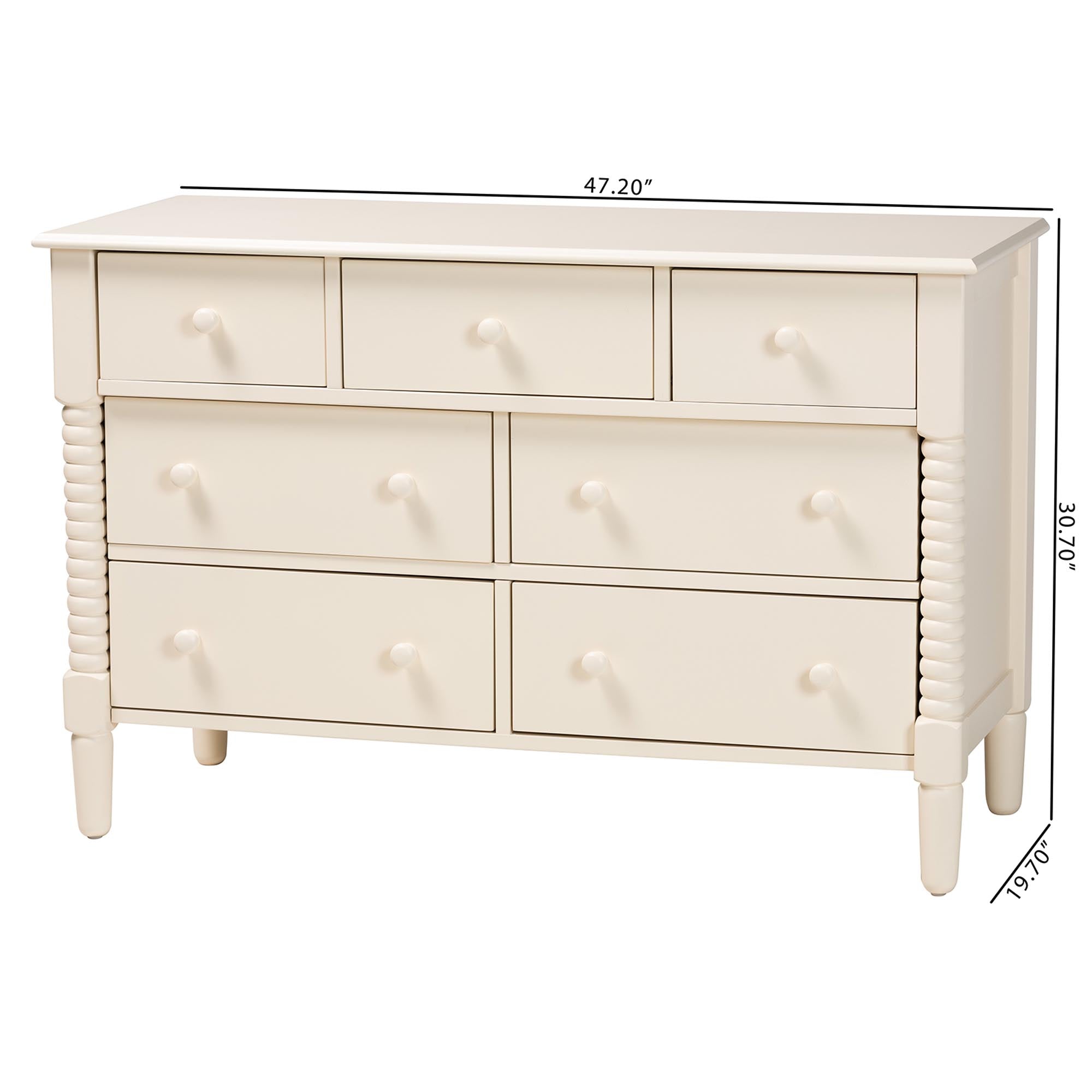 Braith Farmhouse Spindle Wood 7-Drawer Dresser