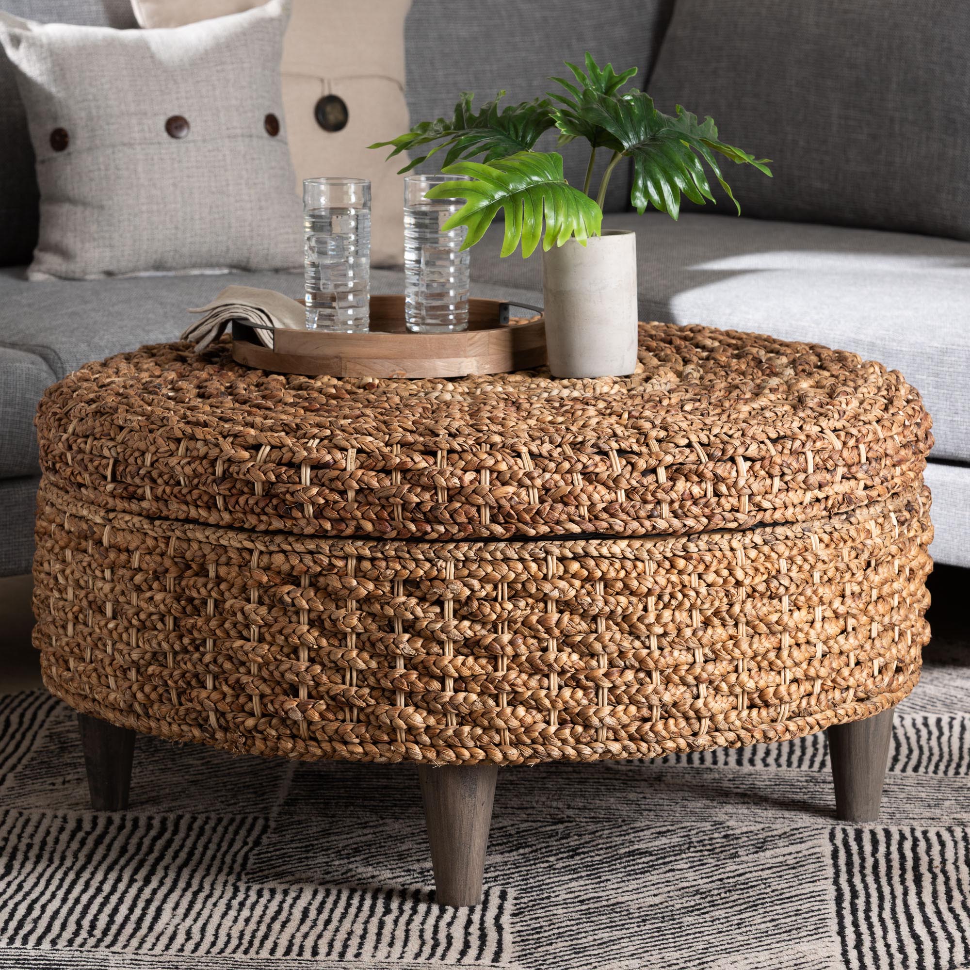 Bali & Pari Bailey Handwoven Seagrass Storage Ottoman
