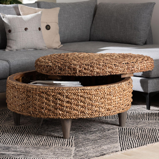 Bali & Pari Bailey Handwoven Seagrass Storage Ottoman