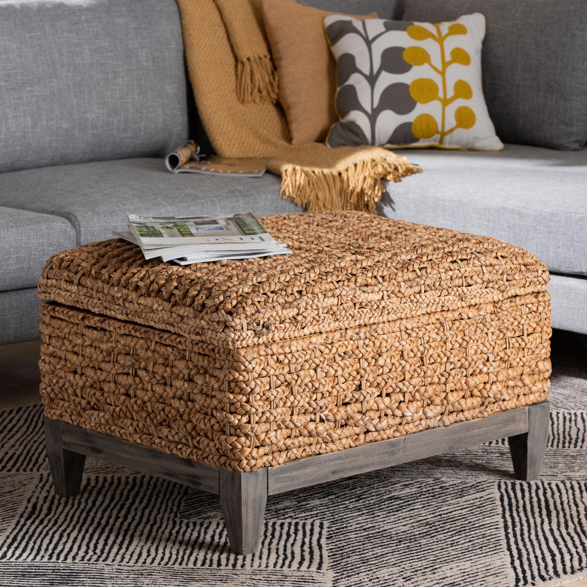 Bali & Pari Bailey Handwoven Seagrass Storage Ottoman
