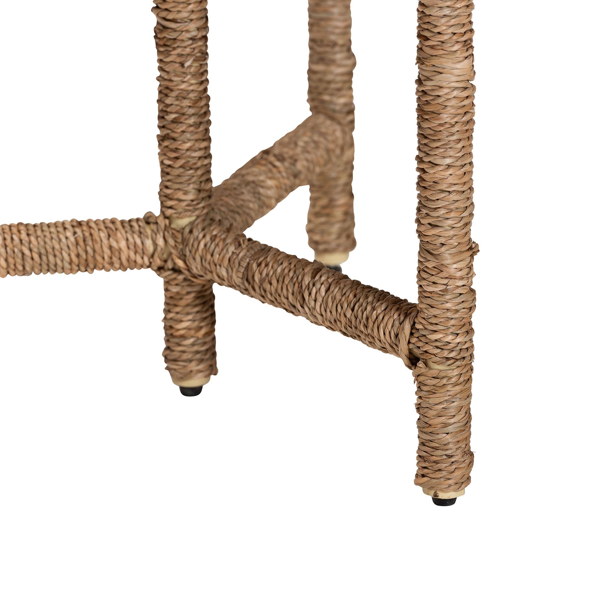 bali & pari Fumito Handwoven Seagrass End Table - Round Boho Side Table with Wrapped Frame, Handmade Coastal Décor for Living Room or Sun Room
