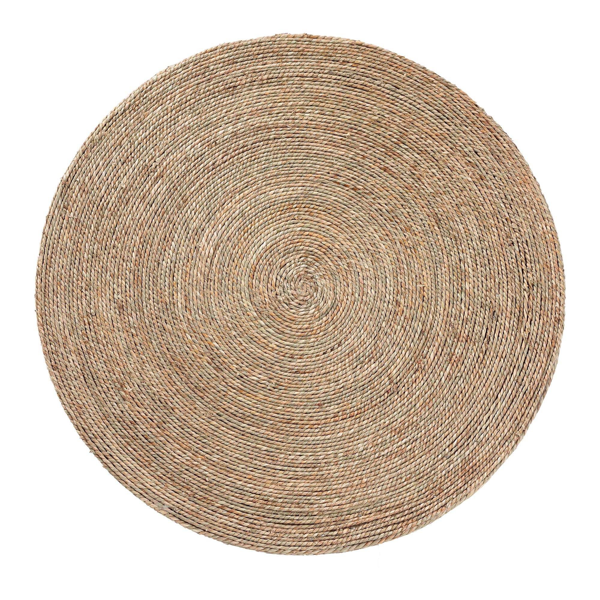bali & pari Fumito Handwoven Seagrass End Table - Round Boho Side Table with Wrapped Frame, Handmade Coastal Décor for Living Room or Sun Room