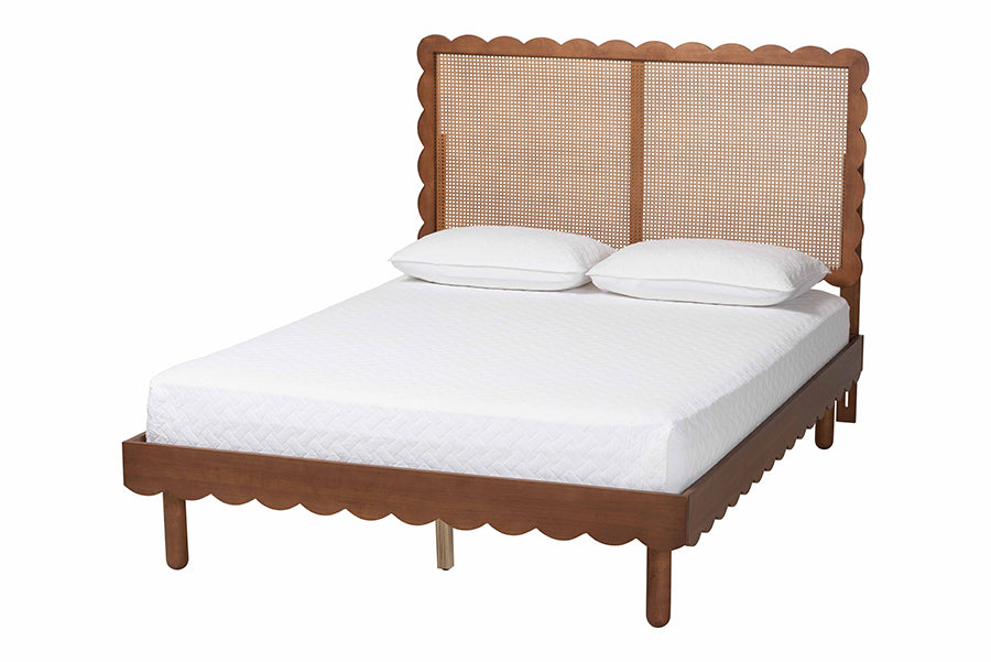Orianthe Scalloped Platform Bed with Woven Rattan